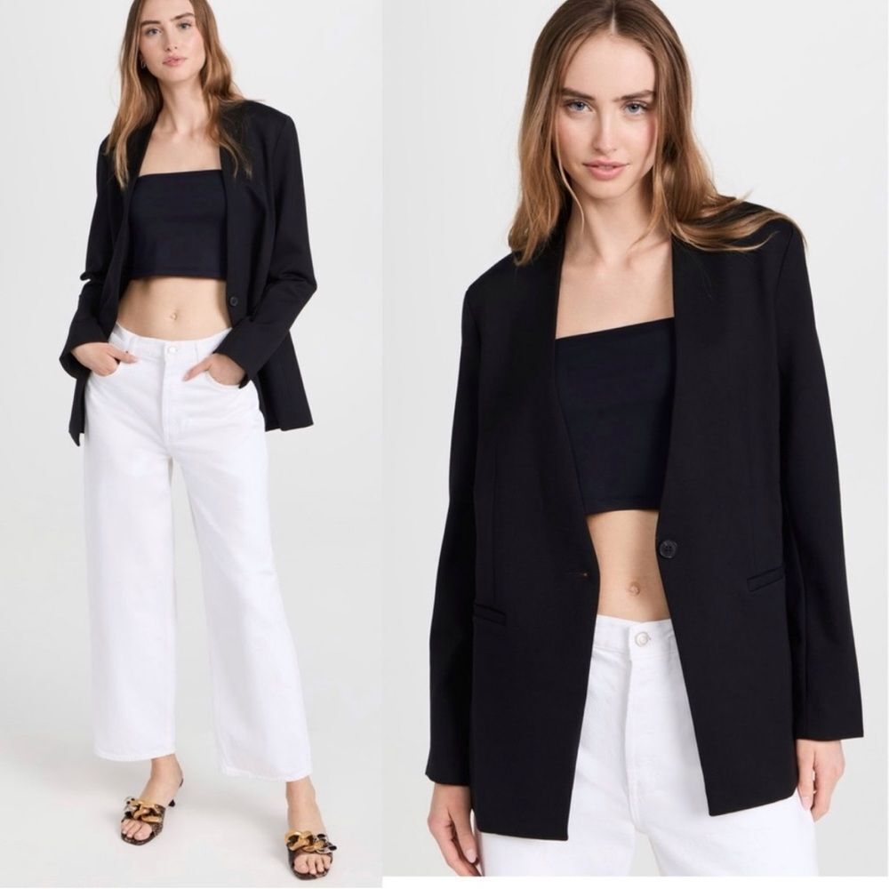 SPANX Ponte Perf Collarless Blazer Single Button Classic Black Oversized L - Picture 4 of 10